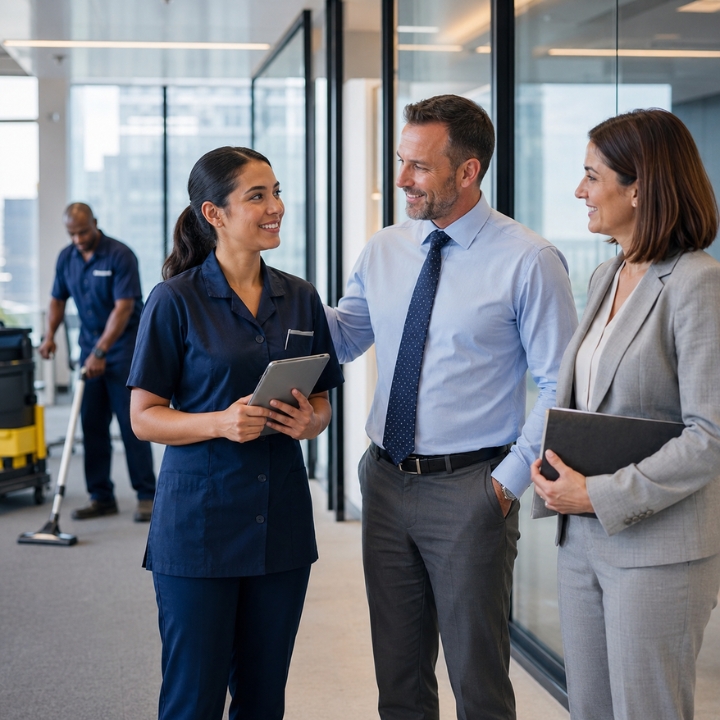 Quality supervisor reviewing a facility inspection checklist