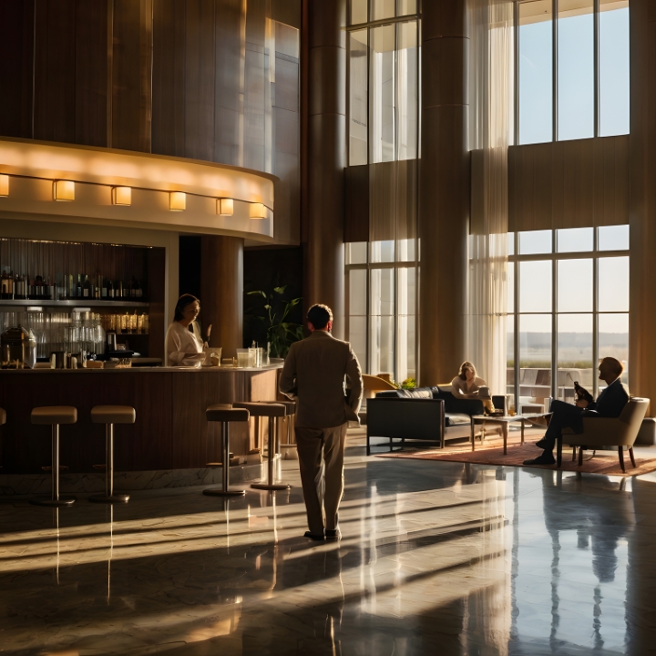 Polished hotel lobby
